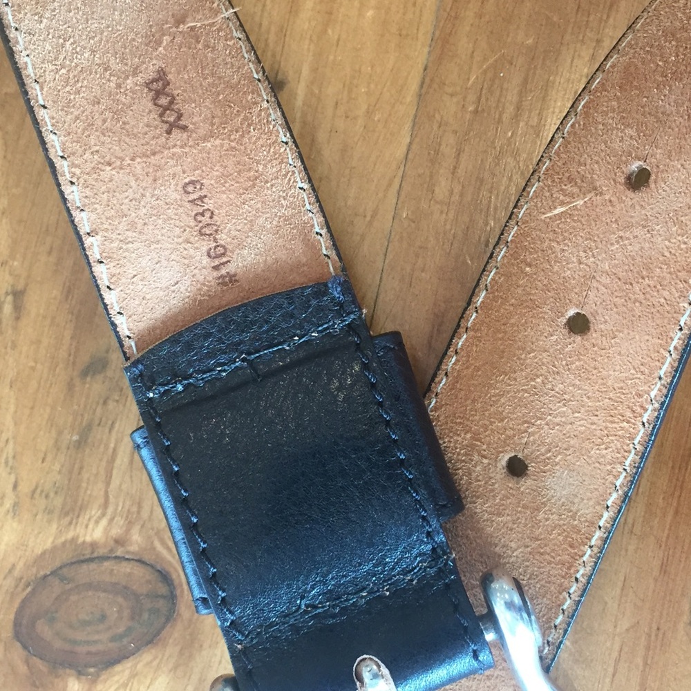 Black wide leather belt silver buckle - Picture 10 of 10